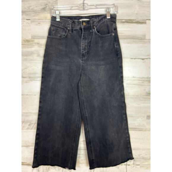 Urban Outfitters BDG Women's 27 black high rise wide leg crop jean pant boho - Picture 1 of 7